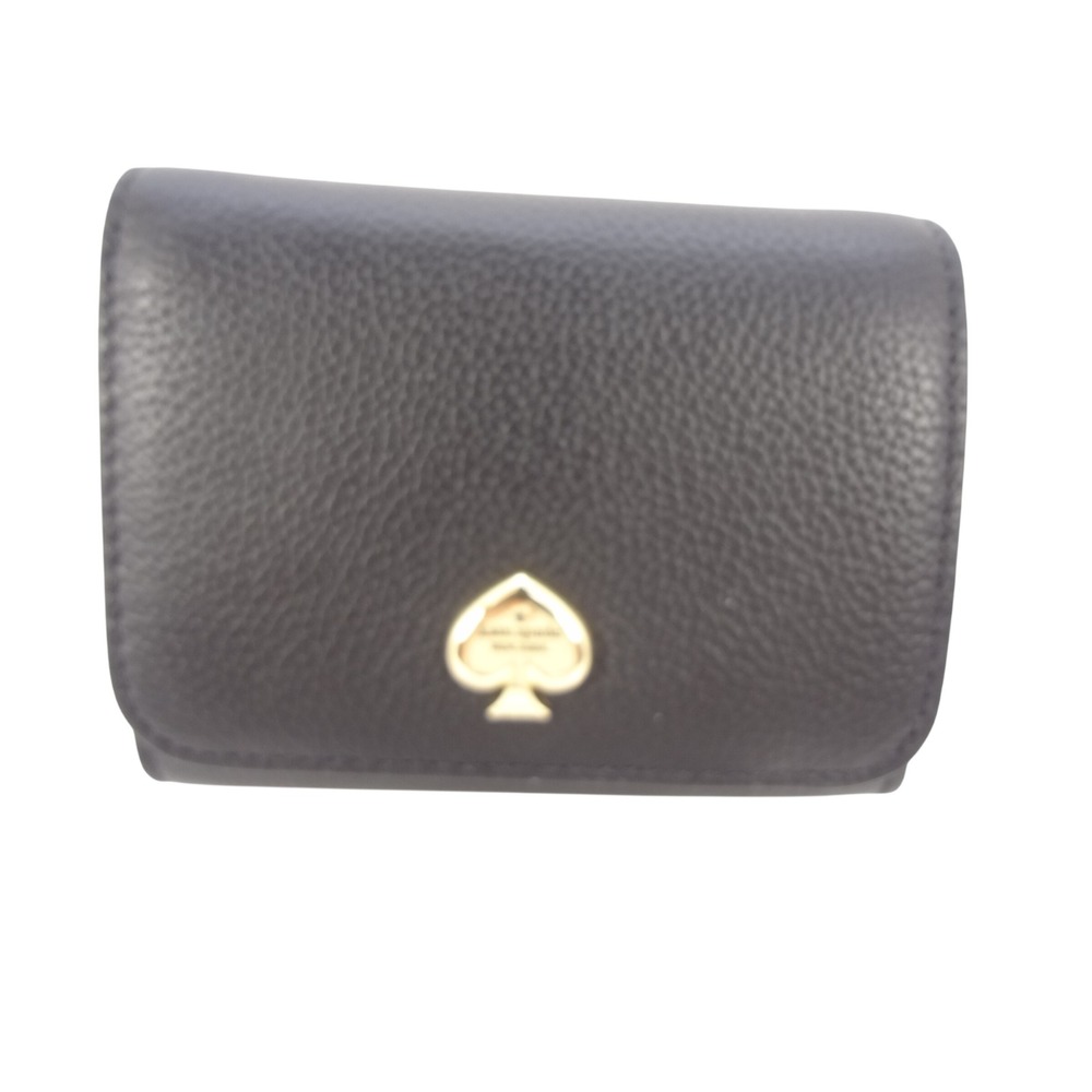 Kate Spade Kayla Black Pebbled Leather Small Bifold Wallet‎ KK056 New